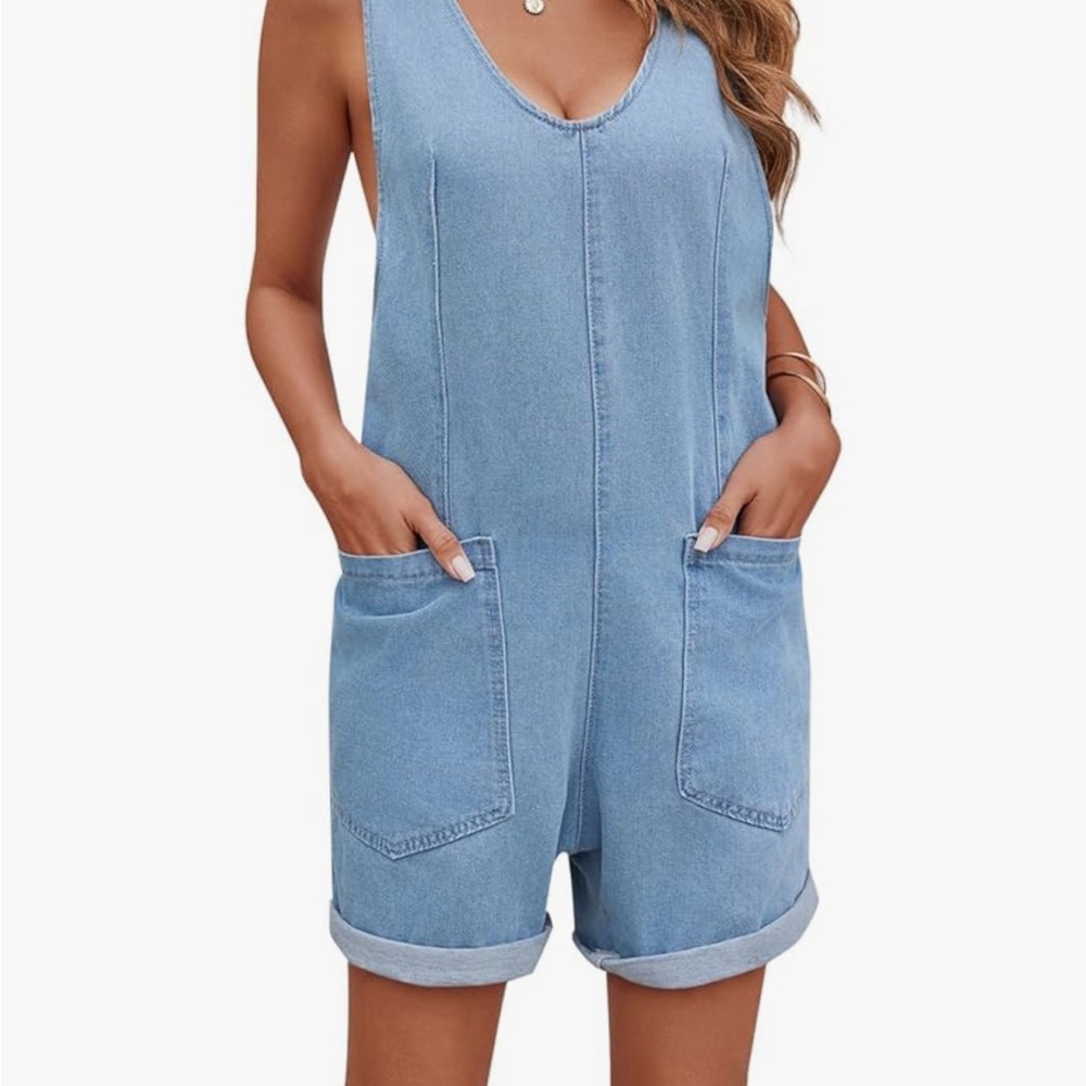 Amazon Women's Denim Overalls - Light Blue